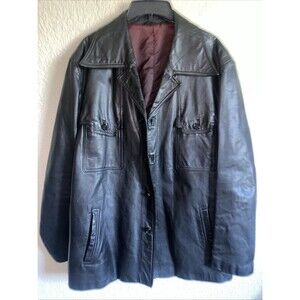 Vintage Echtes Leder Men's Leather Jacket Black Fashion Luxury Trench Long